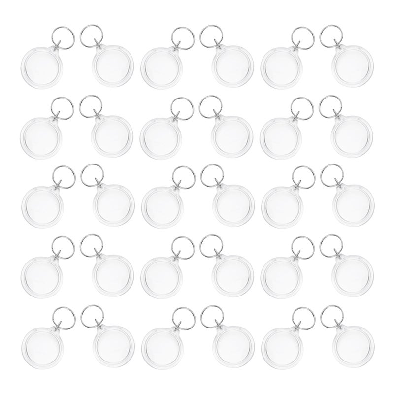 80pcs Photo Keychain: Clear Keychain Photo Frame - Inner 36mm X 36mm Round In Picture Keyring Holder For Daily Use And Presents - Image 1