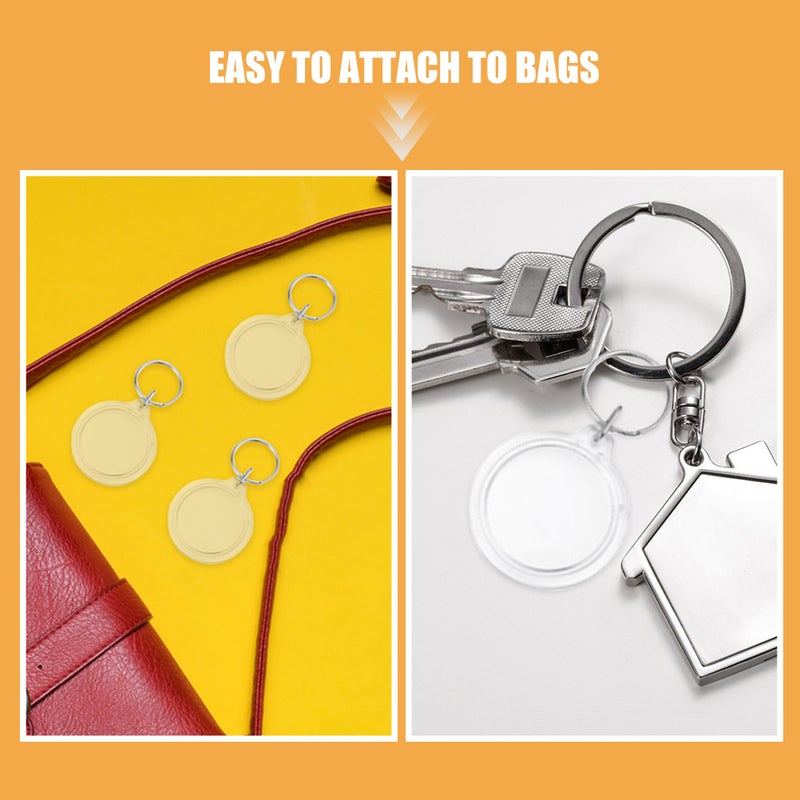 80pcs Photo Keychain: Clear Keychain Photo Frame - Inner 36mm X 36mm Round In Picture Keyring Holder For Daily Use And Presents - Image 2