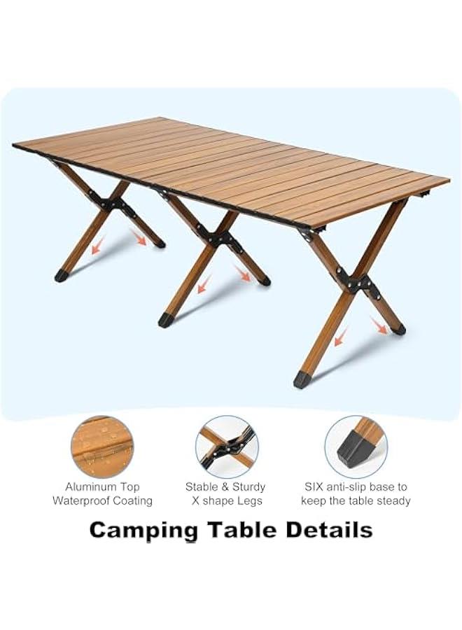 HOOKOR Durku Camping Table,4ft Aluminum Camping Table with Bag, Lightweight Camp Table That Fold Up, for Outdoor/Indoor Picnic, BBQ & Hiking Multipurpose Patio, Garden, Backyard - Image 5