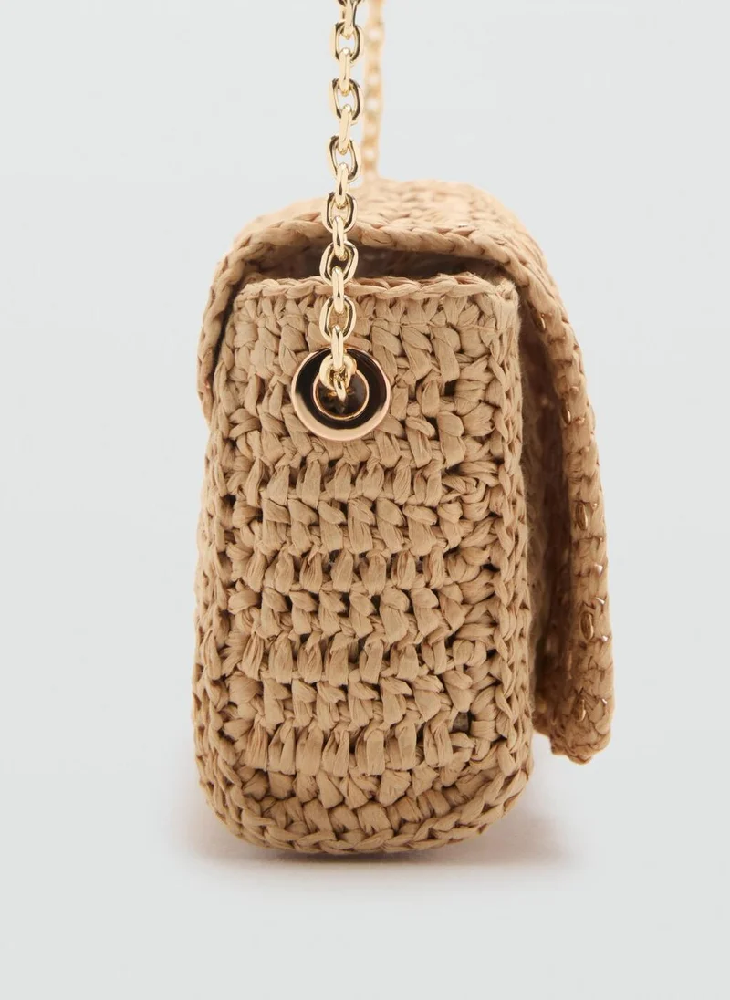 MANGO Mini Natural Fibre Crossbody Bag