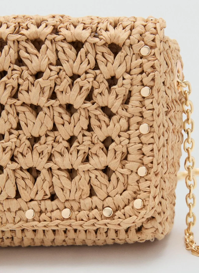 MANGO Mini Natural Fibre Crossbody Bag