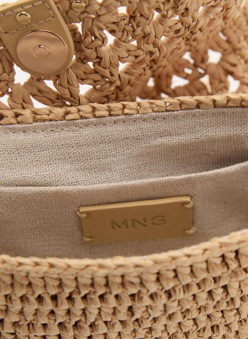 MANGO Mini Natural Fibre Crossbody Bag
