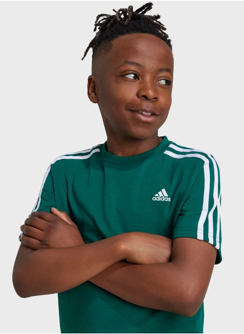 Adidas Youth 3 Stripes Logo T-Shirt