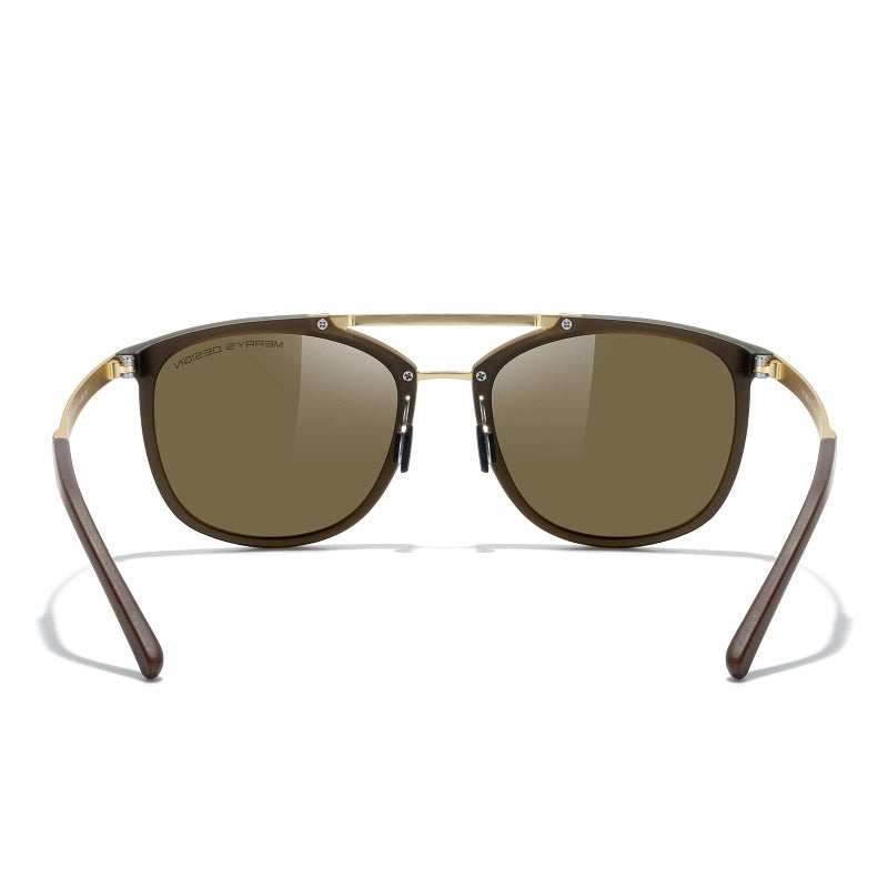 MERRY'S Square Polarized Sunglasses for Men Women Vintage Double Bridge Sunglasses Mirrored Lens - Image 5
