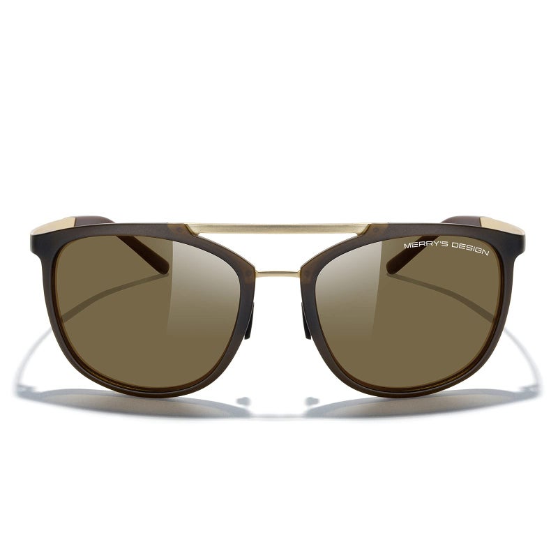 MERRY'S Square Polarized Sunglasses for Men Women Vintage Double Bridge Sunglasses Mirrored Lens - Image 1