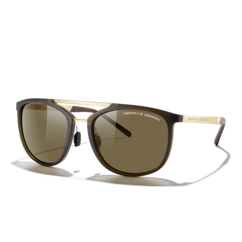 MERRY'S Square Polarized Sunglasses for Men Women Vintage Double Bridge Sunglasses Mirrored Lens - Image 3