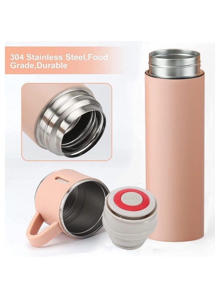 Generic - Original 500ml Thermos Mug with 3 Cups, Thermal Bottle, Vacuum Insulated Tea Coffee Thermos 304 Stainless Steel Travel Mug for Hot and Cold Drinks, Perfect for Kids and Babies. Leakproof Design and Great Gift for Outdoor, Office, Home, Sports - Coffee Mug  Cappuccino Tea - Car Seat Mug - Coffee Mug - Double Wall Stainless Steel Insulated - Vacuum Insulated Stainless Steel Double Wall Thermal Cup for Tea Coffee Travel - Thermos Set with 3 Cups - Stainless Steel Vacuum Insulated Water Bottle - Insulated Flask Set with 3 Cups - Image 1