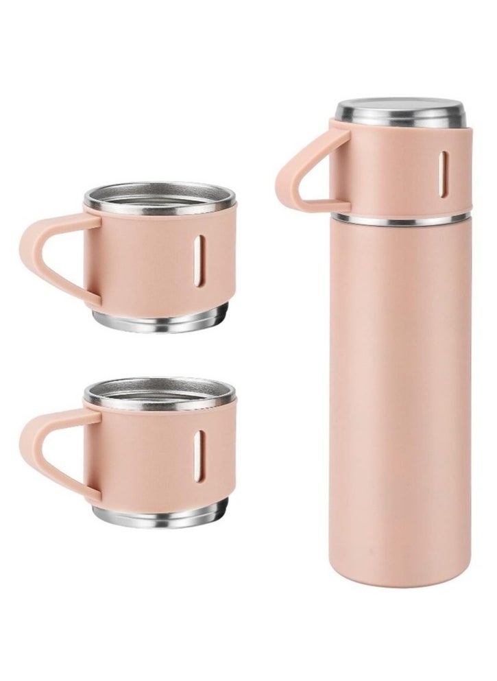 Generic - Original 500ml Thermos Mug with 3 Cups, Thermal Bottle, Vacuum Insulated Tea Coffee Thermos 304 Stainless Steel Travel Mug for Hot and Cold Drinks, Perfect for Kids and Babies. Leakproof Design and Great Gift for Outdoor, Office, Home, Sports - Coffee Mug  Cappuccino Tea - Car Seat Mug - Coffee Mug - Double Wall Stainless Steel Insulated - Vacuum Insulated Stainless Steel Double Wall Thermal Cup for Tea Coffee Travel - Thermos Set with 3 Cups - Stainless Steel Vacuum Insulated Water Bottle - Insulated Flask Set with 3 Cups - Image 1