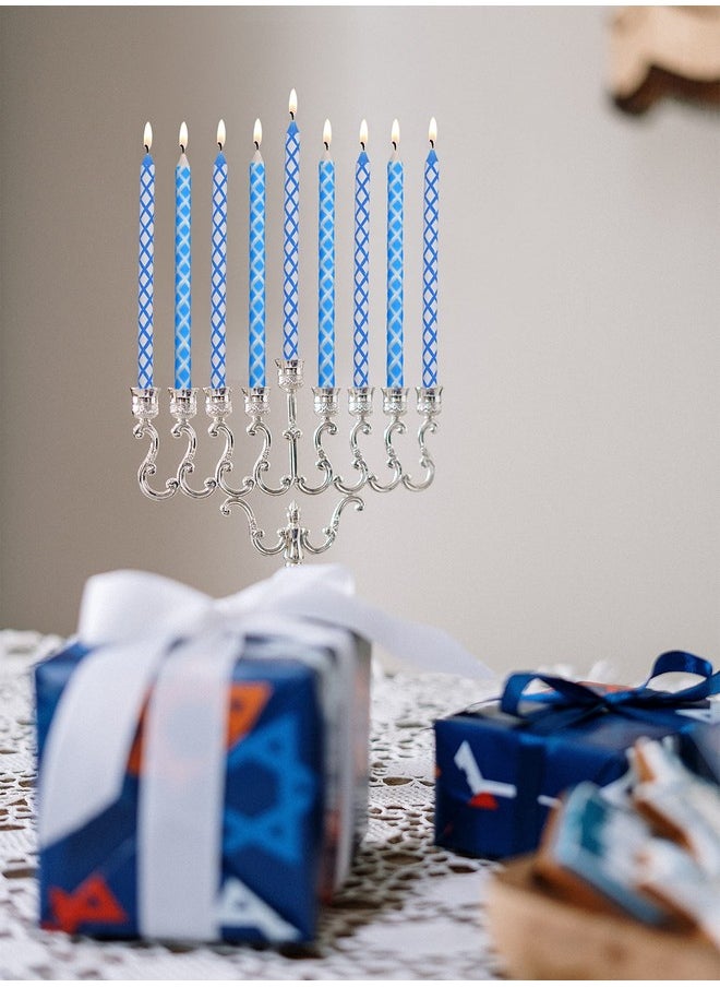 Ner Mitzvah Dripless Chanukah Candles Standard Size - Diamond Etched Blue & White Hanukkah Candles Fits Most Menorahs - Premium Quality Wax - 45 Count for All 8 Nights of Hanukkah - by Ner Mitzvah  - Image 5