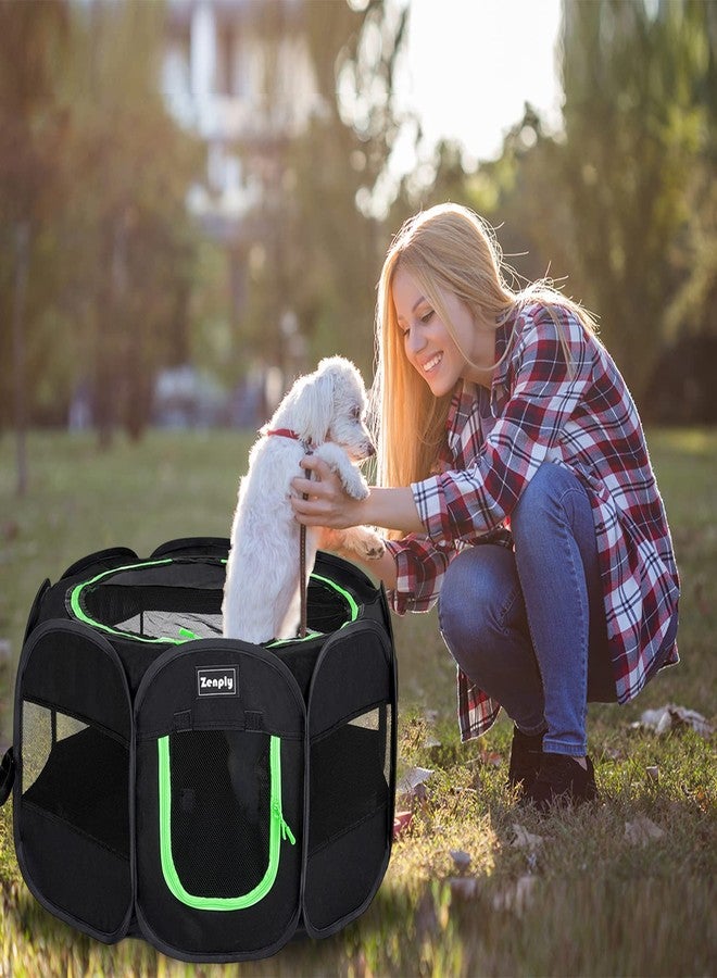 Zenply Portable Pet Dog Playpen, Pet Playpen Foldable Extra Heavy Duty Pop Up No Assembly Kennel Tent Crate Indoor Outdoor with Shade Ventilation Mesh for Small Dog, Kitten, Cat, Rabbit (Black) - Image 4