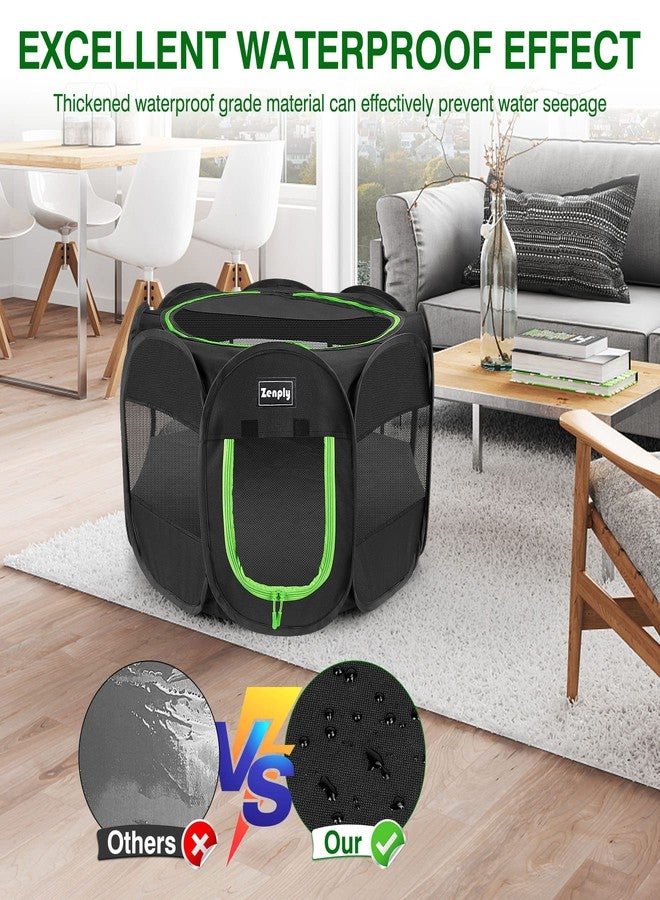 Zenply Portable Pet Dog Playpen, Pet Playpen Foldable Extra Heavy Duty Pop Up No Assembly Kennel Tent Crate Indoor Outdoor with Shade Ventilation Mesh for Small Dog, Kitten, Cat, Rabbit (Black) - Image 3