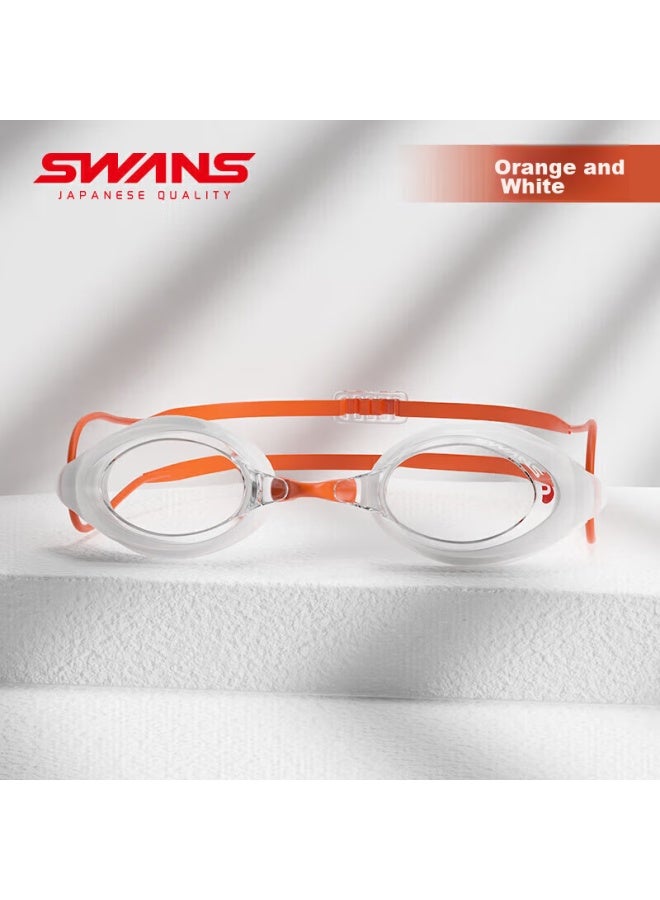 Swans Swimming Goggles, Imported From Japan, Waterproof And Anti-fog, High-definition Professional Racing Clear Lens Diving Swimming Gl For Men And Women, Orange And White - Image 1