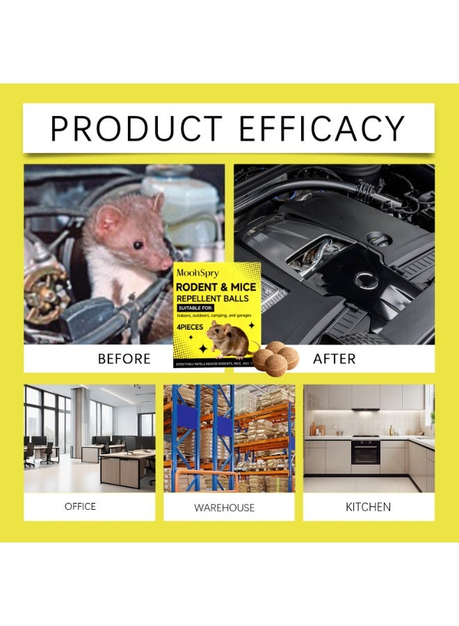 MOONSPRY Rodent & Mice Repellent Balls | 4 Pack Natural Herbal Essential Oil Mouse Repellent for Kitchen, Warehouse & Office – Pet & Kid Safe - Image 5