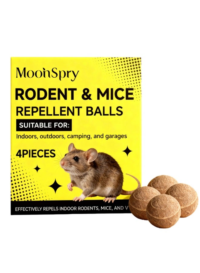 MOONSPRY Rodent & Mice Repellent Balls | 4 Pack Natural Herbal Essential Oil Mouse Repellent for Kitchen, Warehouse & Office – Pet & Kid Safe - Image 1