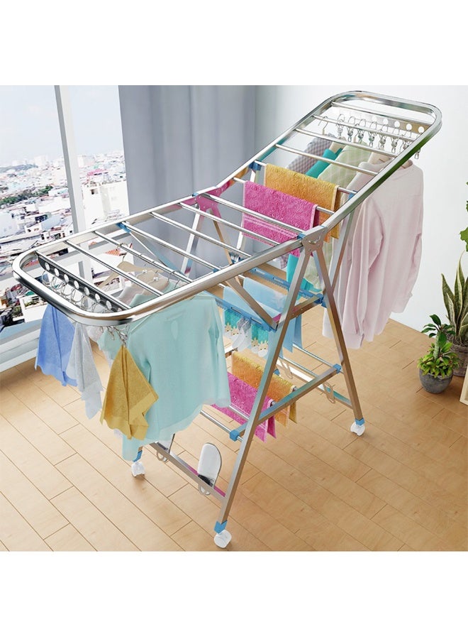 Clothes Drying Rack Stainless Steel 160 CM Cloth Dryer Foldable Cloth Dryer Stand With Wheels - Image 1