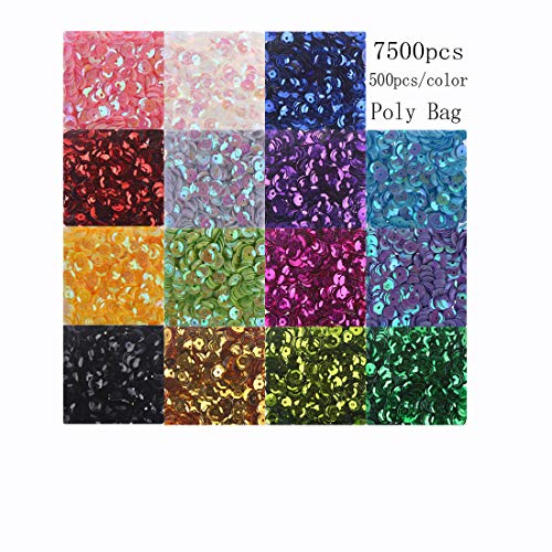 CCINEE Cup Sequins for Craft, Bagged Iridescent Spangles 6mm Round Rainbow Sequin Bulk Assorted Loose Sequin for Embroidery DIY Arts Crafts Making 7500Pcs - Image 1