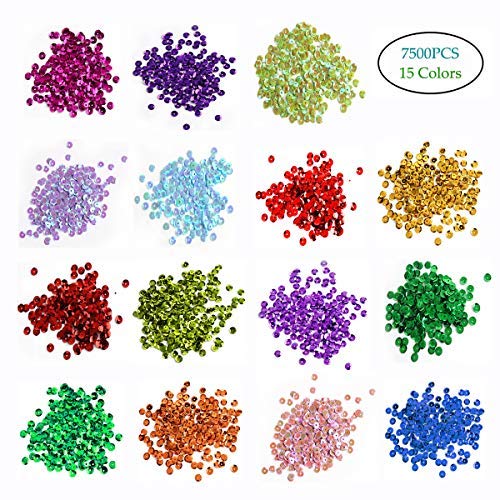 CCINEE Cup Sequins for Craft, Bagged Iridescent Spangles 6mm Round Rainbow Sequin Bulk Assorted Loose Sequin for Embroidery DIY Arts Crafts Making 7500Pcs - Image 2