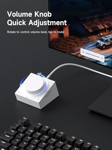 Hagibis Knob USB C Hub with Shortcut Buttons, RGB Type-C Docking Station with 4K@60Hz HDMI, 100W PD, 5Gbps USB-C, 2 USB3.0, 2.5G RJ45, AUX, SD3.0, Micro SD3.0 for MacBook iPad Pro Laptop (White 2.5G) - Image 3