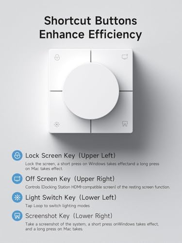 Hagibis Knob USB C Hub with Shortcut Buttons, RGB Type-C Docking Station with 4K@60Hz HDMI, 100W PD, 5Gbps USB-C, 2 USB3.0, 2.5G RJ45, AUX, SD3.0, Micro SD3.0 for MacBook iPad Pro Laptop (White 2.5G) - Image 4