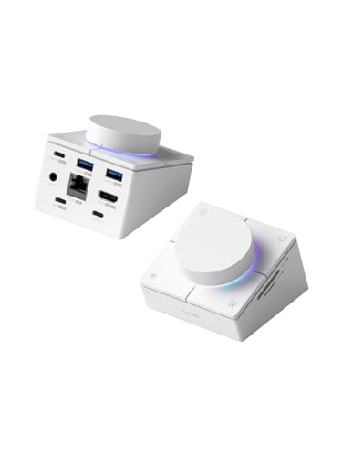 Hagibis Knob USB C Hub with Shortcut Buttons, RGB Type-C Docking Station with 4K@60Hz HDMI, 100W PD, 5Gbps USB-C, 2 USB3.0, 2.5G RJ45, AUX, SD3.0, Micro SD3.0 for MacBook iPad Pro Laptop (White 2.5G) - Image 1
