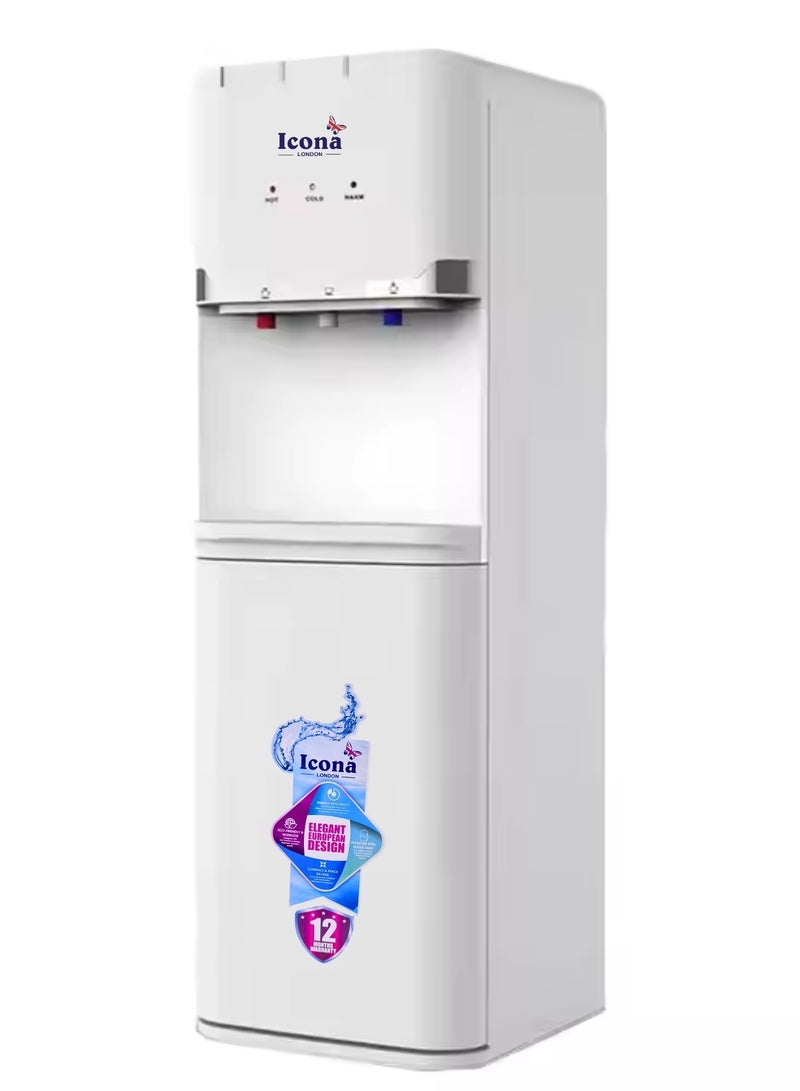 Icona Top Load Water Dispenser – Hot & Cold Water Cooler for Home & Hotel Use – 550W Heating, 95W Cooling – App Controlled, Sleek Black/White Design - Image 1