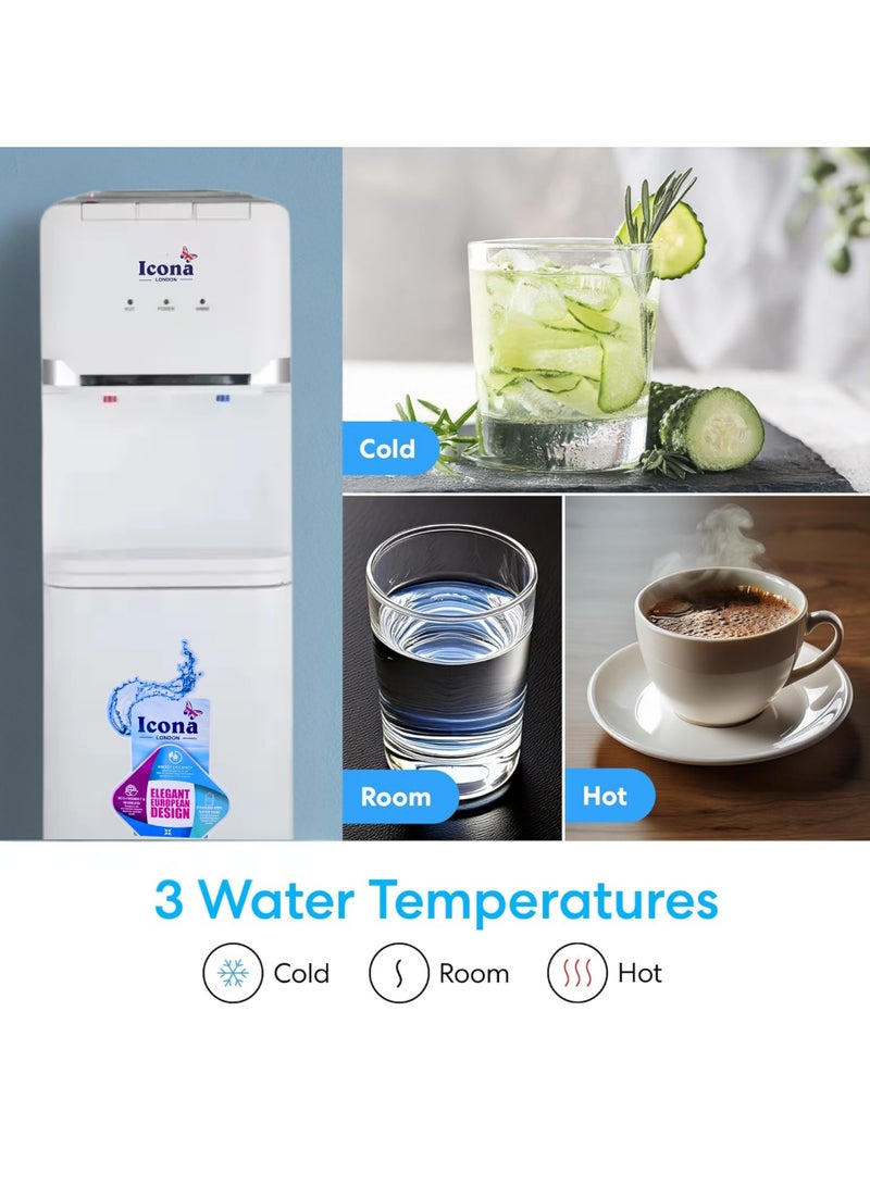Icona Top Load Water Dispenser – Hot & Cold Water Cooler for Home & Hotel Use – 550W Heating, 95W Cooling – App Controlled, Sleek Black/White Design - Image 4