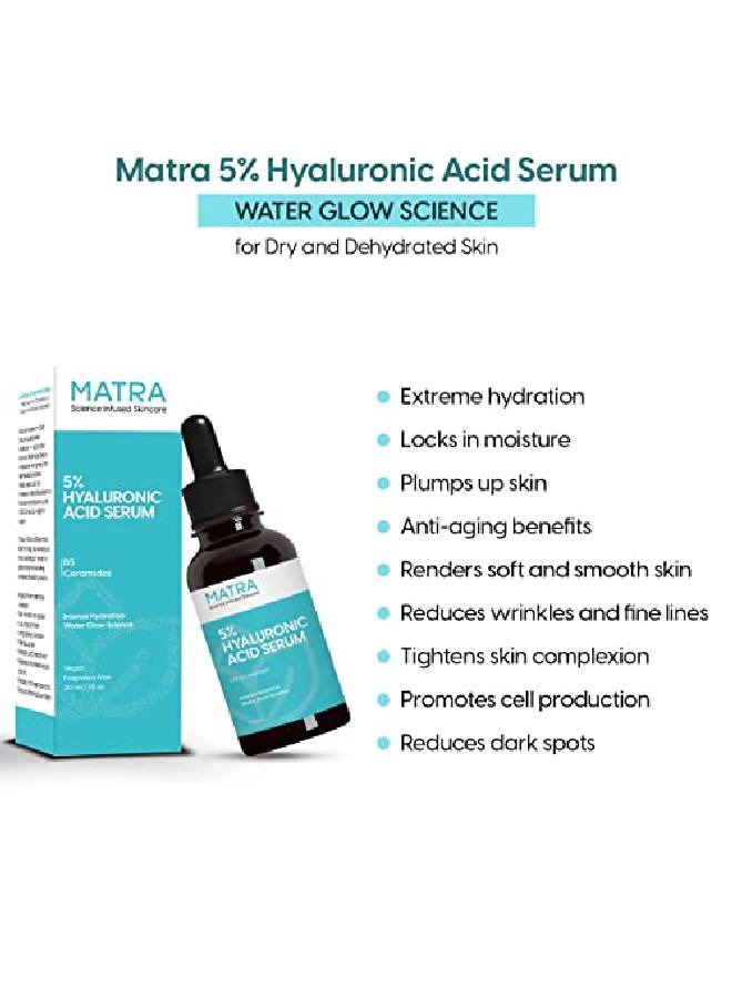 Matra 5% Hyaluronic Acid Serum for Face for Glowing Skin & Intense Hydration | Daily Moisturizing Face Serum with Vitamin B5 and Ceramides | Facial serum for all skin types | Water Glow Serum | 30 ml - Image 3