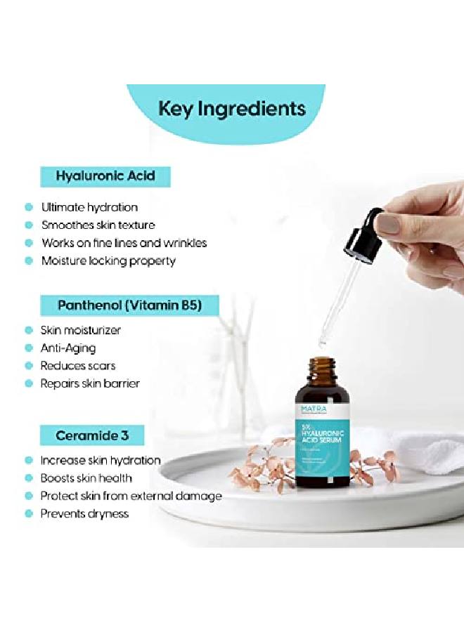 Matra 5% Hyaluronic Acid Serum for Face for Glowing Skin & Intense Hydration | Daily Moisturizing Face Serum with Vitamin B5 and Ceramides | Facial serum for all skin types | Water Glow Serum | 30 ml - Image 4