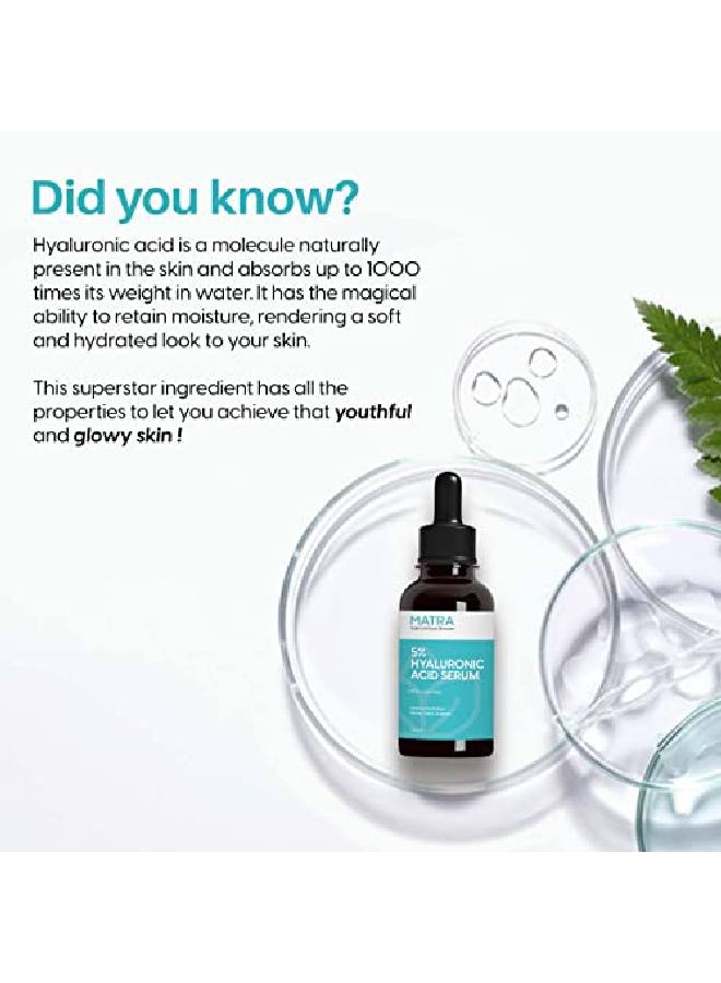 Matra 5% Hyaluronic Acid Serum for Face for Glowing Skin & Intense Hydration | Daily Moisturizing Face Serum with Vitamin B5 and Ceramides | Facial serum for all skin types | Water Glow Serum | 30 ml - Image 5