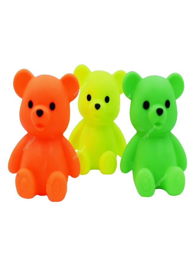 HighRoof Squeezy Teddies Toy Bathing Toy for Baby Whistle Toys for Infants Toddlers Children Age 4 Months Chu Chu Toy Set Non-Toxic, BPA Free Colorful Soft Rubber (Squeezy Teddies) (Pack of 3 pc) - Image 1