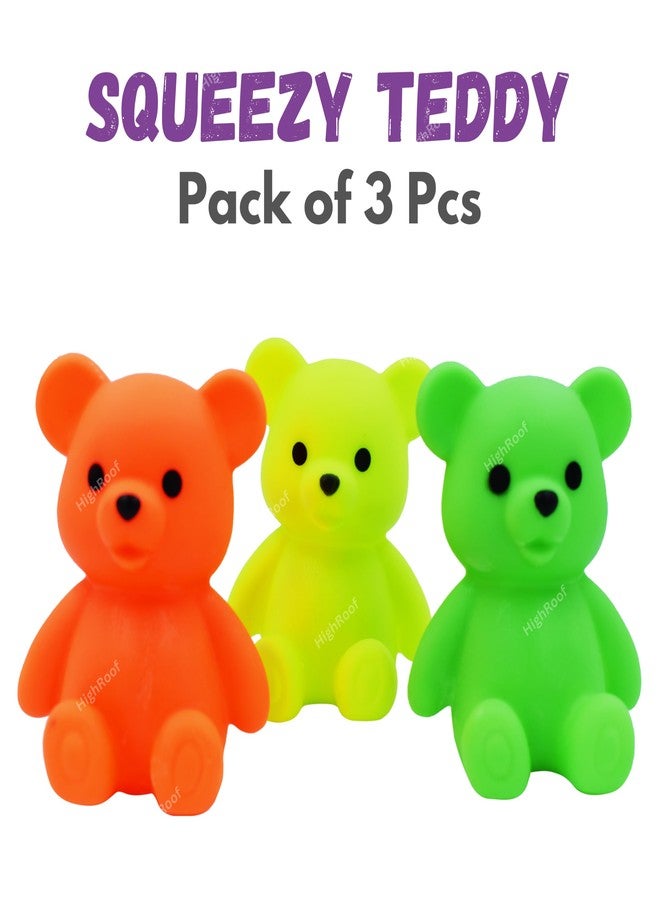 HighRoof Squeezy Teddies Toy Bathing Toy for Baby Whistle Toys for Infants Toddlers Children Age 4 Months Chu Chu Toy Set Non-Toxic, BPA Free Colorful Soft Rubber (Squeezy Teddies) (Pack of 3 pc) - Image 5