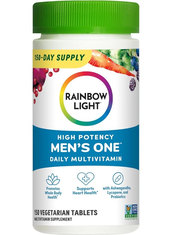 Rainbow Light Men’s One Multivitamin for Men, with Vitamin C, Vitamin D, & Zinc for Immune Support, Clinically Proven Absorption of 6 Key Nutrients, Non-GMO, Vegetarian & Gluten Free, 150 Tablets - Image 1