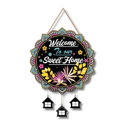 Art Monk Welcome To Our Sweet Home Wall Hanging item for Living Room Bedroom Home Decor Gifts Quotes Decor Item Wall Art For Hall Mdf Wall Decoration - Image 1