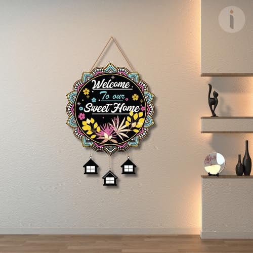 Art Monk Welcome To Our Sweet Home Wall Hanging item for Living Room Bedroom Home Decor Gifts Quotes Decor Item Wall Art For Hall Mdf Wall Decoration - Image 3