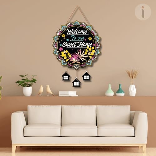 Art Monk Welcome To Our Sweet Home Wall Hanging item for Living Room Bedroom Home Decor Gifts Quotes Decor Item Wall Art For Hall Mdf Wall Decoration - Image 2