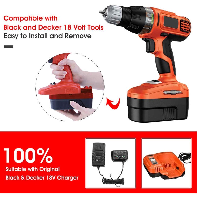 OHYES BAT 2-Pack [Upgraded To 3600Mah] Hpb18 Replacement For Black And Decker 18V Battery Compatible With Black And Decker 18 Volt Battery Ni-Mh 244760-00 A1718 Fs18Fl Fsb18 Firestorm Cordless Tools (Red) - Image 4