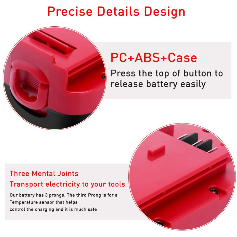 OHYES BAT 2-Pack [Upgraded To 3600Mah] Hpb18 Replacement For Black And Decker 18V Battery Compatible With Black And Decker 18 Volt Battery Ni-Mh 244760-00 A1718 Fs18Fl Fsb18 Firestorm Cordless Tools (Red) - Image 5