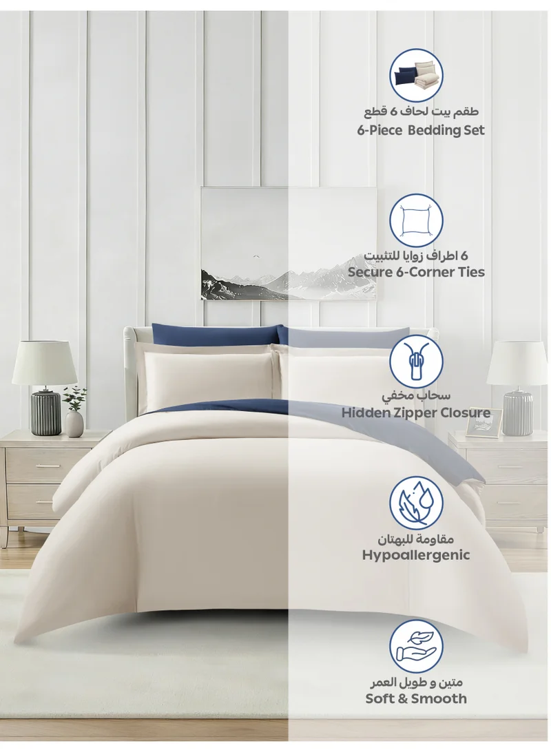 Donetella KING (200x200 cm) Solid Duvet Cover Set, Fits 200 × 200 cm Bed, King Size 6-Piece Set, Brushed Microfiber Without Filler  | Best Price UAE
