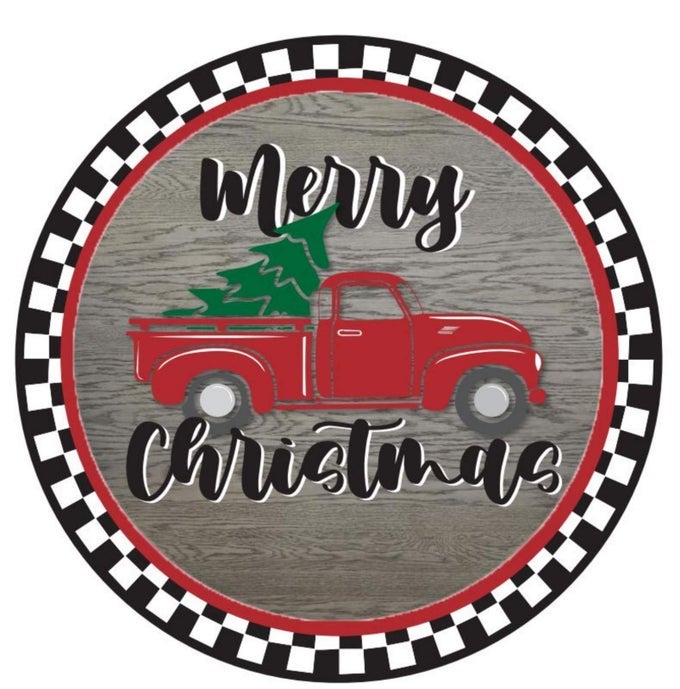 Merry Christmas Magnet for Fridge Car Whiteboard 5 12 Inches Truck with Tree