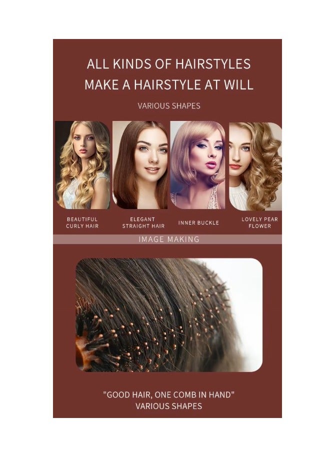 Wooden Hair Brush Round Brown - Image 3