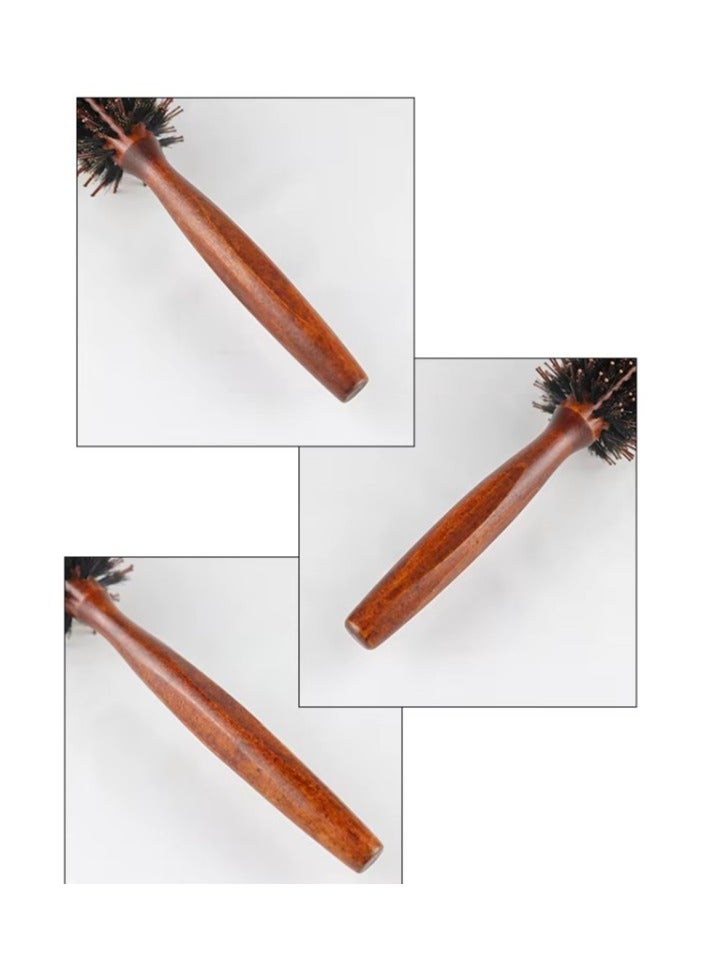 Wooden Hair Brush Round Brown - Image 4