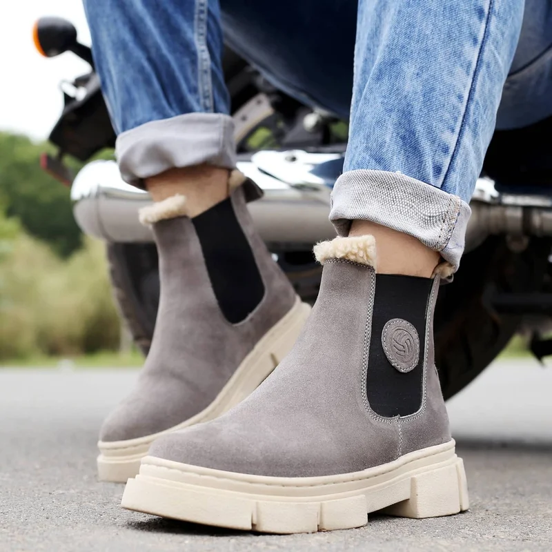 Bacca Bucci Grey Alpine Armor Chelsea Snow Boots with Suede and Fur for Men | Best Price UAE