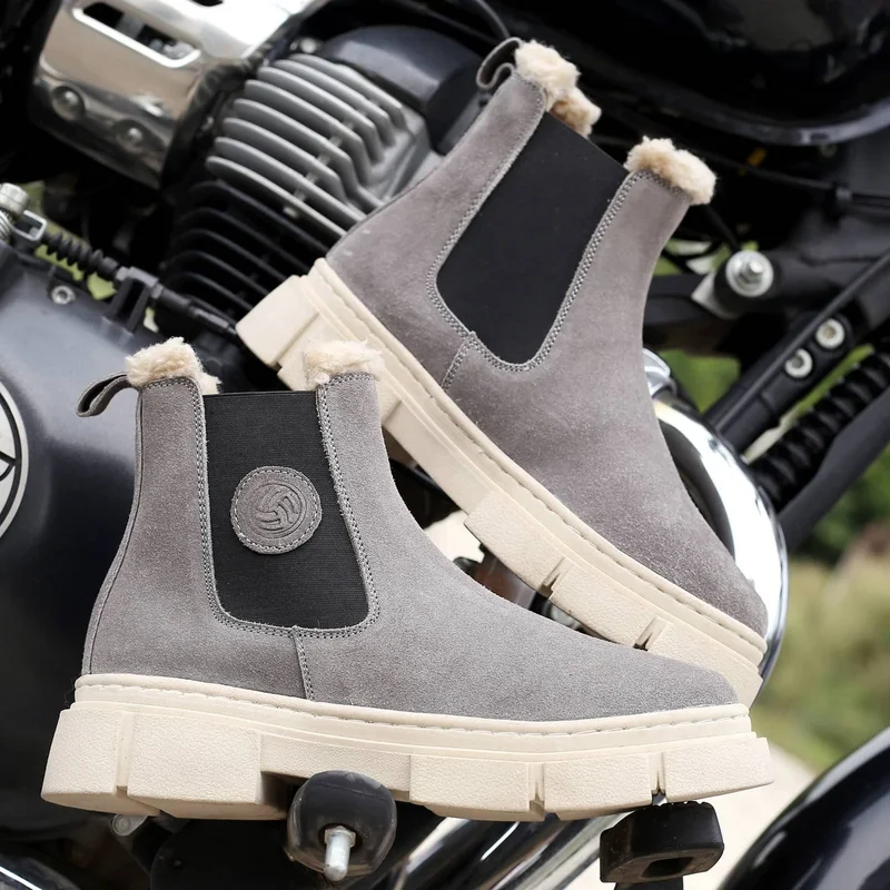 Bacca Bucci Grey Alpine Armor Chelsea Snow Boots with Suede and Fur for Men | Best Price UAE