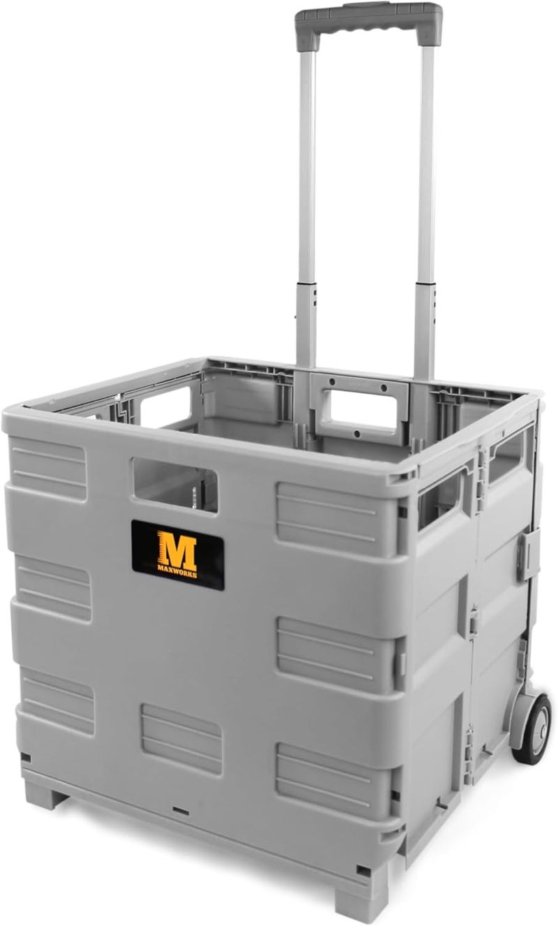 Maxworks عربة تسوق قابلة للطي باللون الرمادي من ماكس ووركس 50704 مع عجلات متينة وتصميم سهل الطي - Image 1