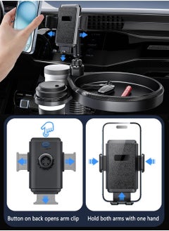 Uwals 4-in-1 Car Cup Holder Tray Adjustable Food Table Tray for Car with 360° Rotatable Phone Holder Extra Beverage Cup Holder 4 Expandable Bases for Stability Road Trip & Car Travel Essentials  - Image 5