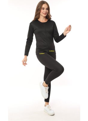 TECHNO 8Q Zippered Long Sleeve Top and Leggings Thermal Women's Double Set Suit Length Flexible Exercise Sportswear  - Image 3
