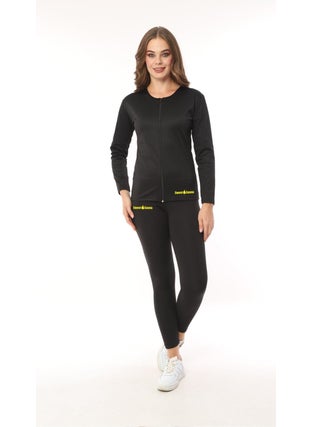 TECHNO 8Q Zippered Long Sleeve Top and Leggings Thermal Women's Double Set Suit Length Flexible Exercise Sportswear  - Image 2