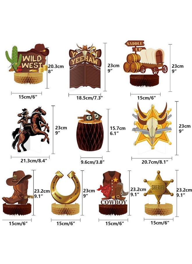 Bluegogo 10 Pcs Western Cowboy Honeycomb Centerpieces Wild West Party Decorations Western Centerpieces for Tables 3D Double Sided Stand Cards Rodeo Themed Party Decorations  - Image 2