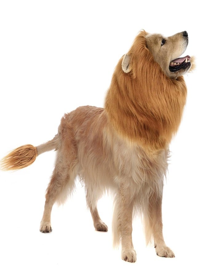 HOKABLE New Dog Costume Halloween Dog Costume Lion Mane for Medium and Large Dogs Realistic Lion Wig Dog Costume Supplement Lion Mane for Photoshoot Entertainment (Light Brown) Size S + Tail Set - Image 1