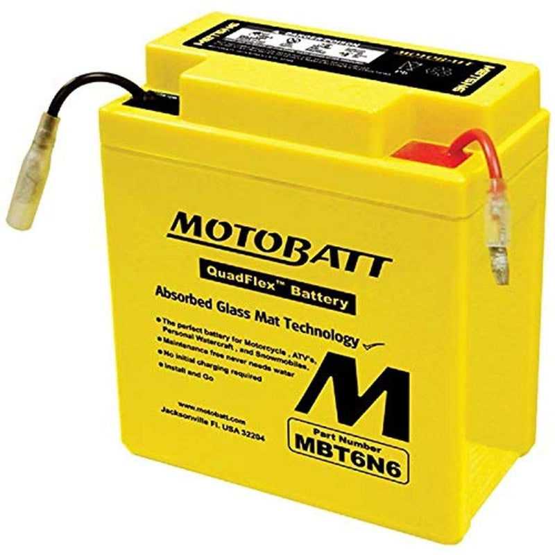MotoBatt DB Electrical MBT6N6 Battery for Motobatt Battery 6Ah,Honda,Kawaski, Yamaha CA200 CB100 Super Sport CB125S CL100 Scrambler MT125 MT250 KE100A KE125A KL250 DT175 DT250 XT250 XT500, S90 Large - Image 2